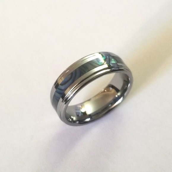 New Tungsten carbide Abalone Inlay Center Ring size 7 - Picture 6 of 7